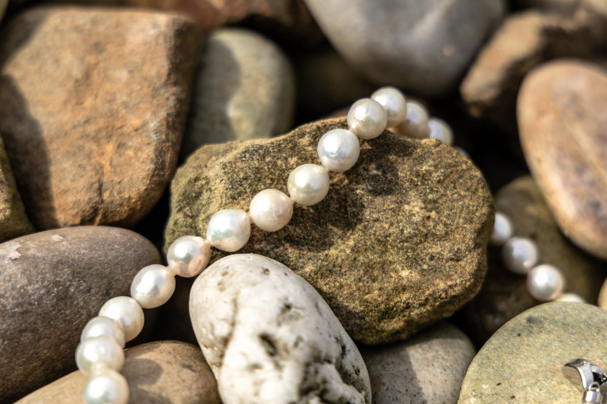 Collier de grosses perles blanches